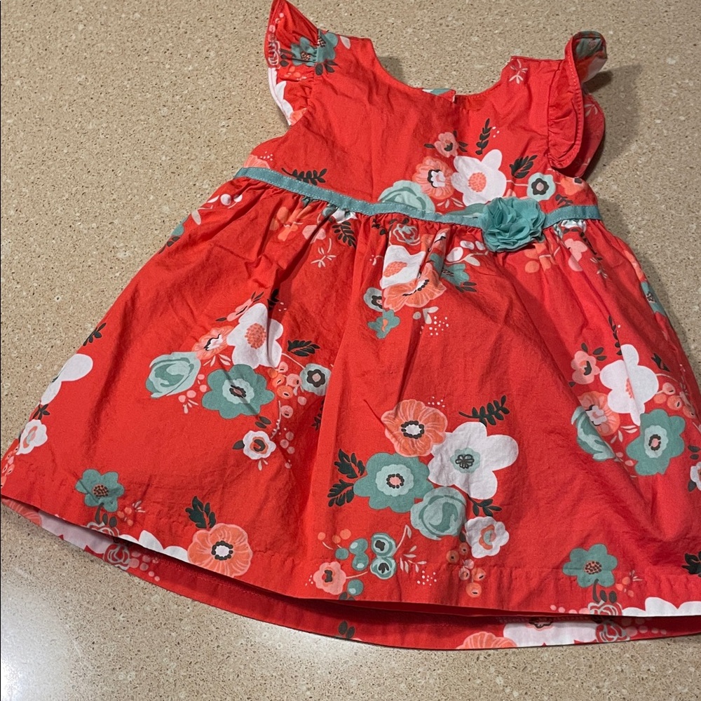 Gymboree Vibrant Red and Teal Floral Dress